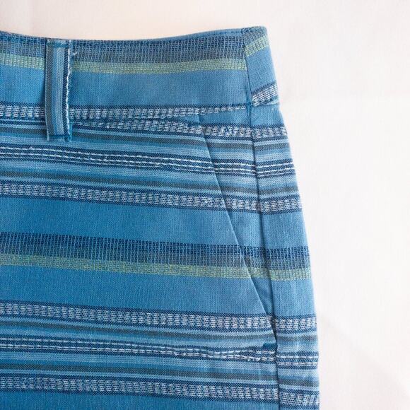 LOFT Striped Blue Green White Mini Shorts Womens Size 2 - Picture 4 of 12
